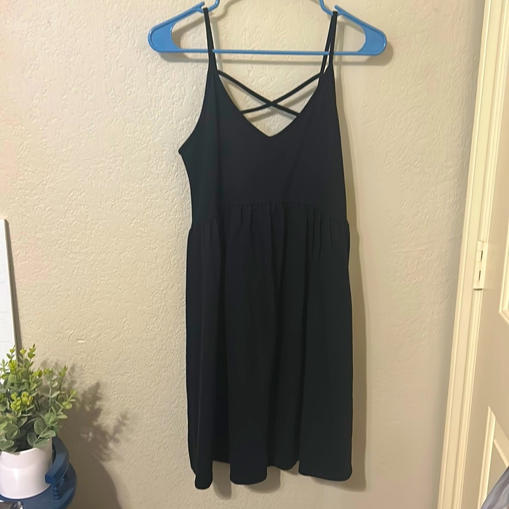 Black summer dress with crisscrosses in the back